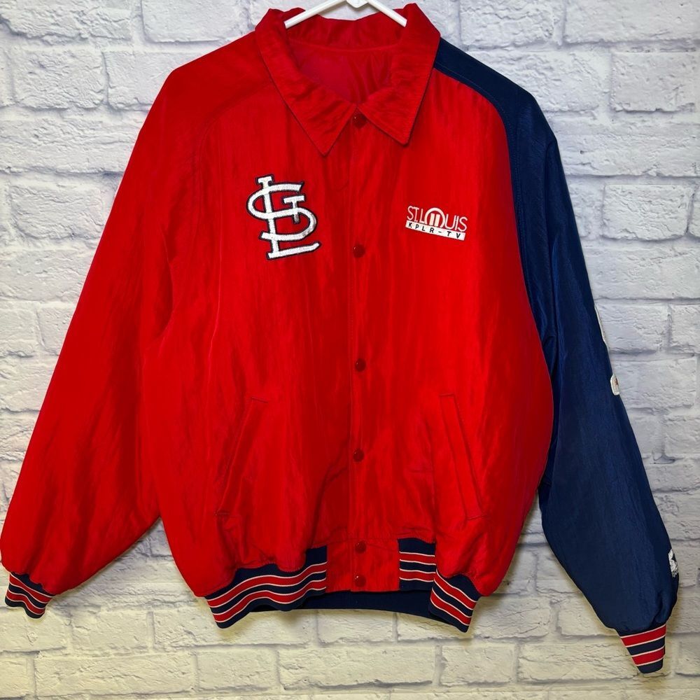 Vtg St Louis Cardinals MLB Baseball Starter Diamond Jacket Coat Men's Large Logo